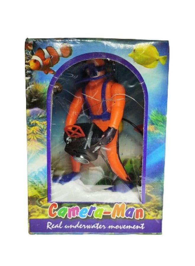 Mistletoe� Aquarium Scuba Diver (Camera Man) for Fish Tank Ornament Decoration Pack of 1,Decorative Air Operated Action Toy (Air Pump not Include) - Image 1
