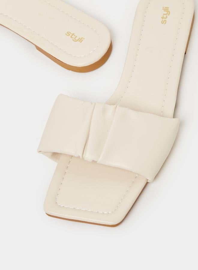 Styli Cushion Single Strap Flat Sandals - Image 4