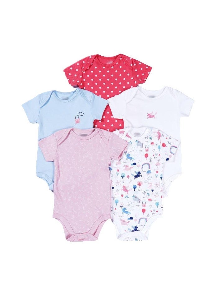 5-Piece Set Of pure Cotton Jumpsuits For Infants And Young Children, Short-Sleeved Crawling Clothes - Image 1