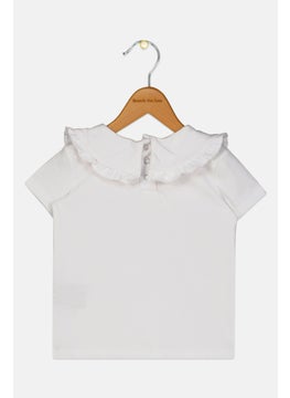 TRUSSARDI Toddlers Girl Short Sleeve Embroidered Top, White  - Image 2
