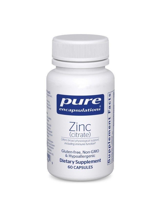 Pure Encapsulations Zinc (Citrate) - for Immune System, Tissue Development & Metabolism* - Mineral Supplement with Enzymes - Highly Absorbable Zinc - Vegan & Non-GMO - 60 Capsules - Image 1