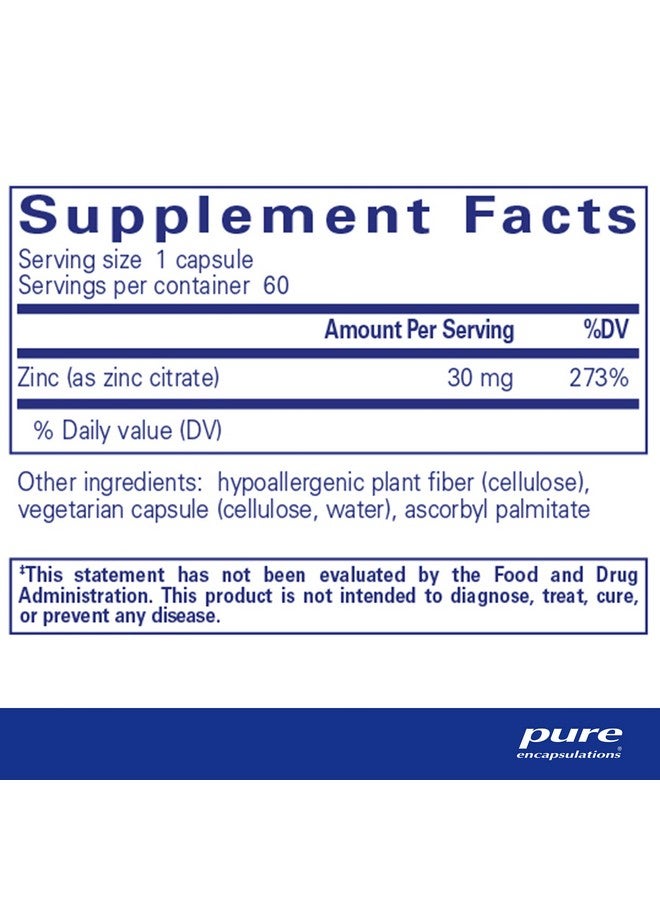 Pure Encapsulations Zinc (Citrate) - for Immune System, Tissue Development & Metabolism* - Mineral Supplement with Enzymes - Highly Absorbable Zinc - Vegan & Non-GMO - 60 Capsules - Image 2