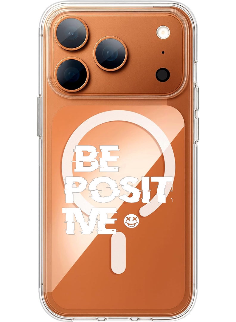 Theodor Magnetic Case for Apple iPhone 17 Pro Compatible with MagSafe Wireless Charging, Shockproof Phone Bumper Cover - be positive - White - Image 1