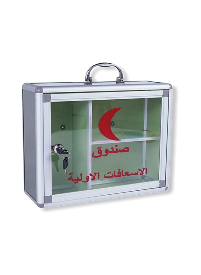 Large (L) aluminum first-aid box with safety lock, ideal for homes, offices, and factories - Image 1