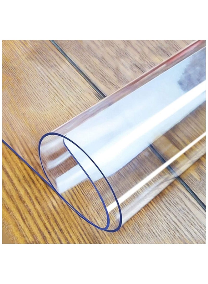 لوف بادز نسخة مطورة من غطاء طاولة شفاف بسمك 2 ملم 39.4 × 70.9 انش واقي مفرش بلاستيكي وسادة لطاولة غرفة الطعام والمطبخ والخشب المحبب فينيل - Image 1