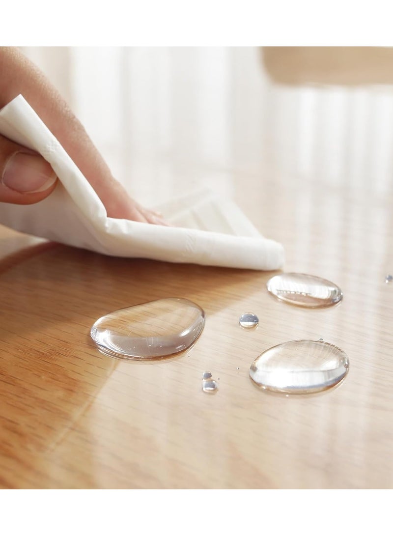 لوف بادز نسخة مطورة من غطاء طاولة شفاف بسمك 2 ملم 39.4 × 70.9 انش واقي مفرش بلاستيكي وسادة لطاولة غرفة الطعام والمطبخ والخشب المحبب فينيل - Image 2