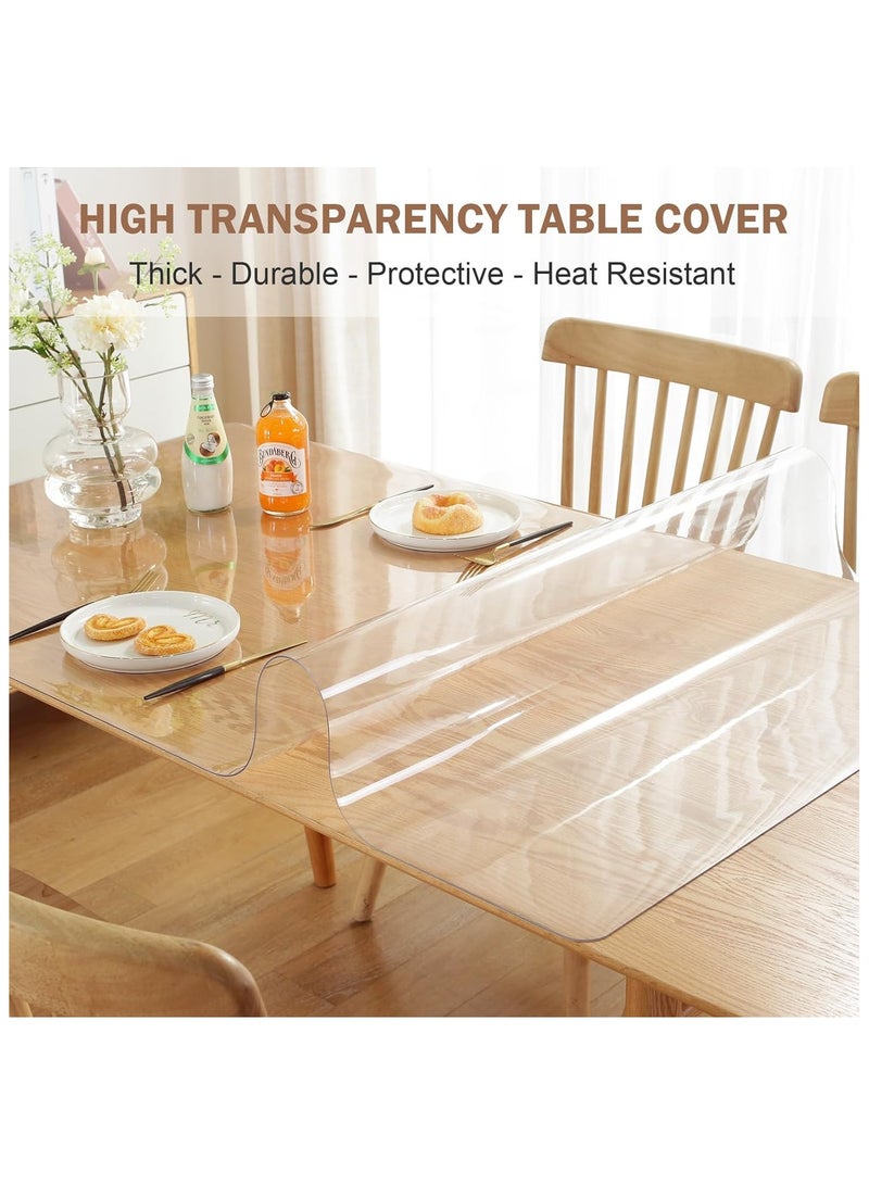 لوف بادز نسخة مطورة من غطاء طاولة شفاف بسمك 2 ملم 39.4 × 70.9 انش واقي مفرش بلاستيكي وسادة لطاولة غرفة الطعام والمطبخ والخشب المحبب فينيل - Image 3