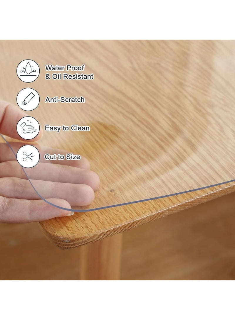 لوف بادز نسخة مطورة من غطاء طاولة شفاف بسمك 2 ملم 39.4 × 70.9 انش واقي مفرش بلاستيكي وسادة لطاولة غرفة الطعام والمطبخ والخشب المحبب فينيل - Image 4