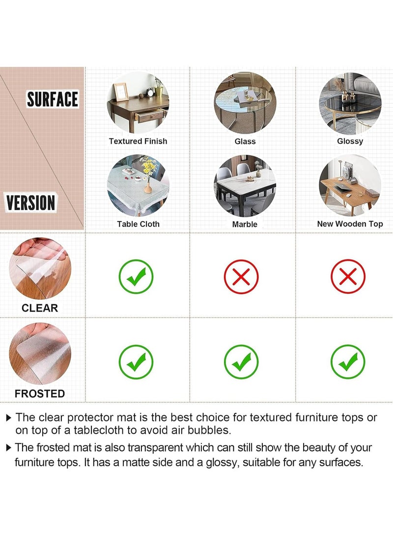 لوف بادز نسخة مطورة من غطاء طاولة شفاف بسمك 2 ملم 39.4 × 70.9 انش واقي مفرش بلاستيكي وسادة لطاولة غرفة الطعام والمطبخ والخشب المحبب فينيل - Image 5