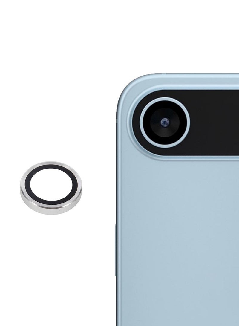 دبليو تيك حماية عدسة كاميرا آبل آيفون  إير 5G 2025 من زجاج مقوى مع حلقة معدنية فاخرة (MLGICR) - شفاف/أبيض - Image 1