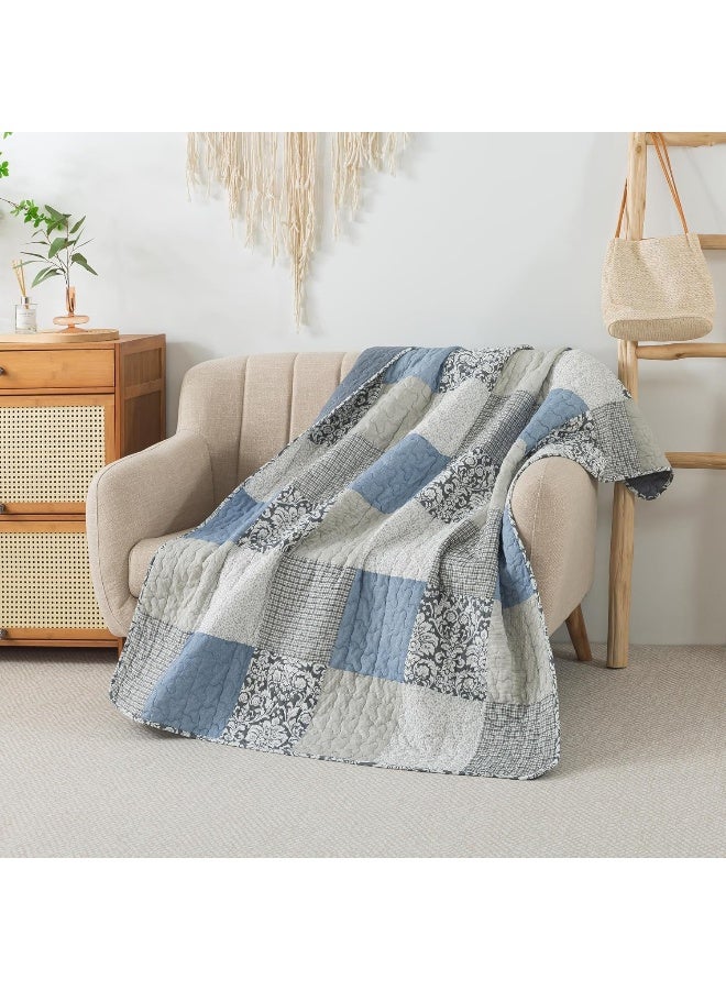 SLPR Cotton Quilted Throw Blanket 50 x 60 Floral Farmhouse Patchwork Quilt Shabby Chic Patchwork Throw Lap Quilt for Couch Sweet Dreams - Image 2