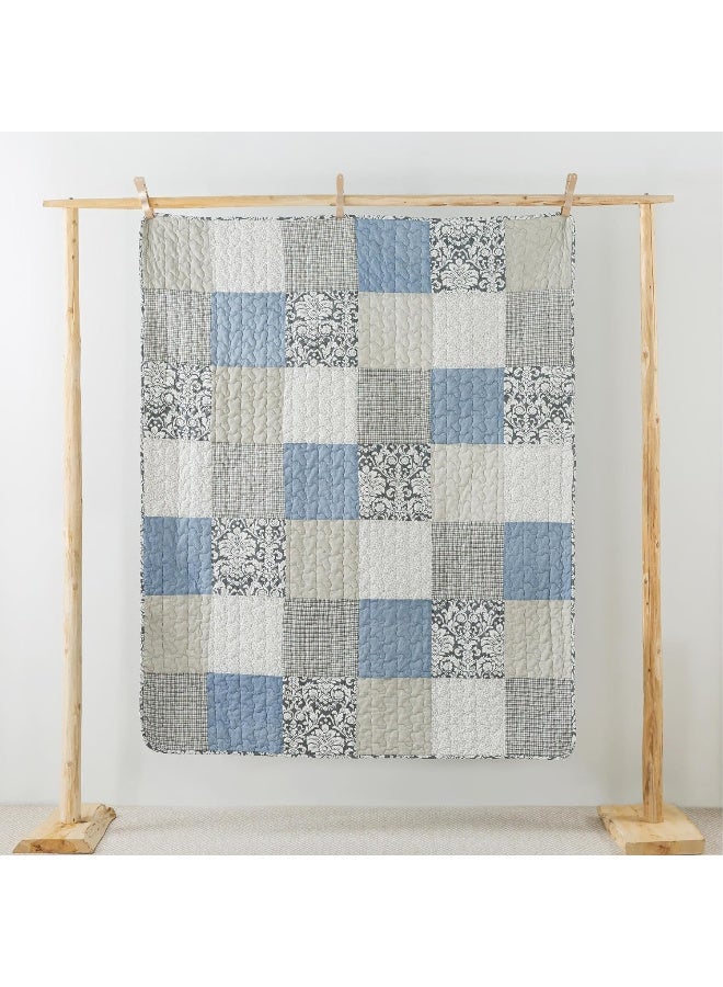SLPR Cotton Quilted Throw Blanket 50 x 60 Floral Farmhouse Patchwork Quilt Shabby Chic Patchwork Throw Lap Quilt for Couch Sweet Dreams - Image 3