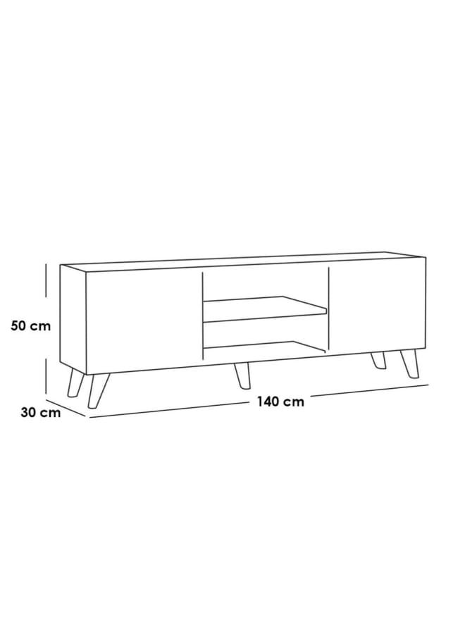 Retro RA-U49 TV Table 140 x 50 x 30 cm - Brown x White - Image 4