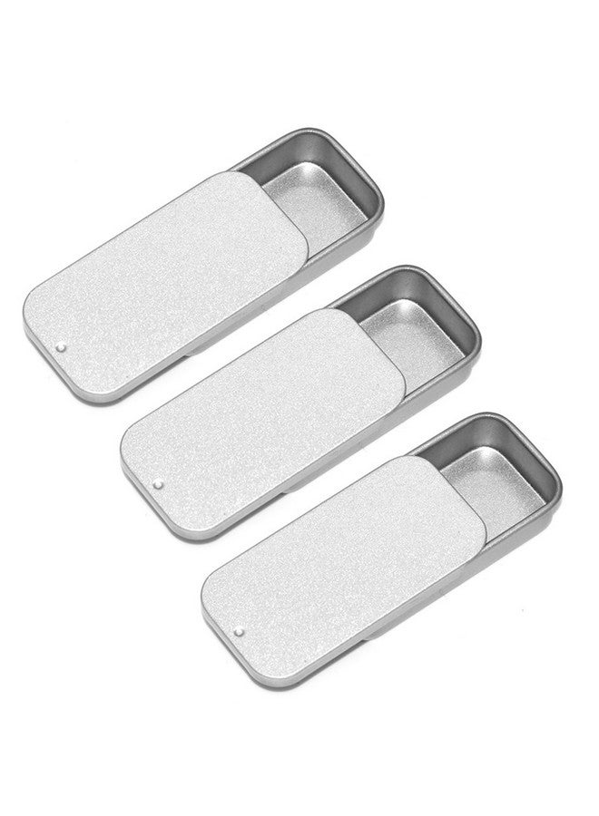 SKYPIA Lip Balm Tins Slide Top Tin Containers For Lip Balm Crafts Storage Kit 0.25Oz 3 Pack (Silver)  - Image 1