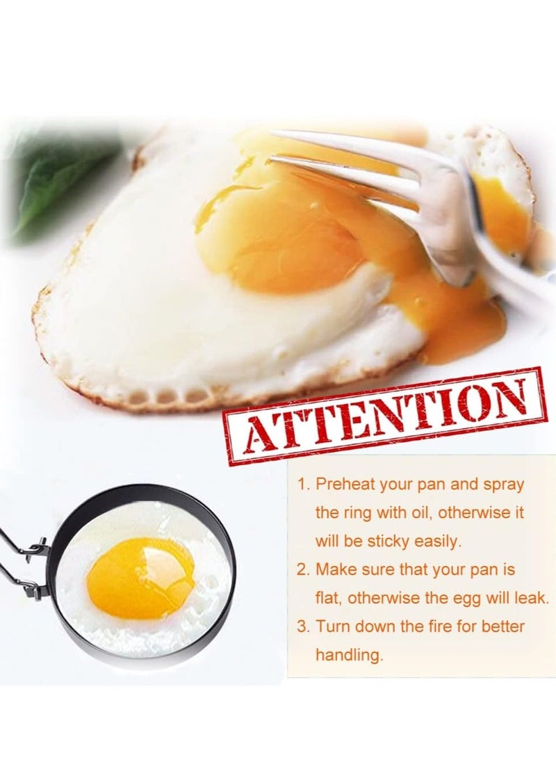 Egg Rings Set of 2 with Silicone Handle, Large Ring for Frying Eggs, Round Mold for English Muffins - Griddle Cooking Shaper for Breakfast