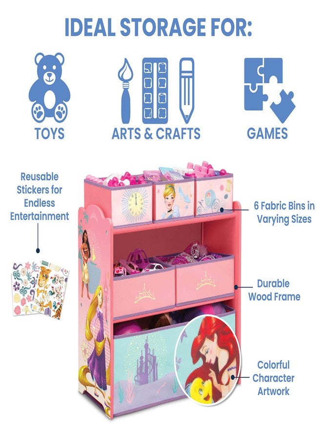 Delta Children Design & Store 6 Bin Toy Storage Organizer, Disney Princess - Image 5