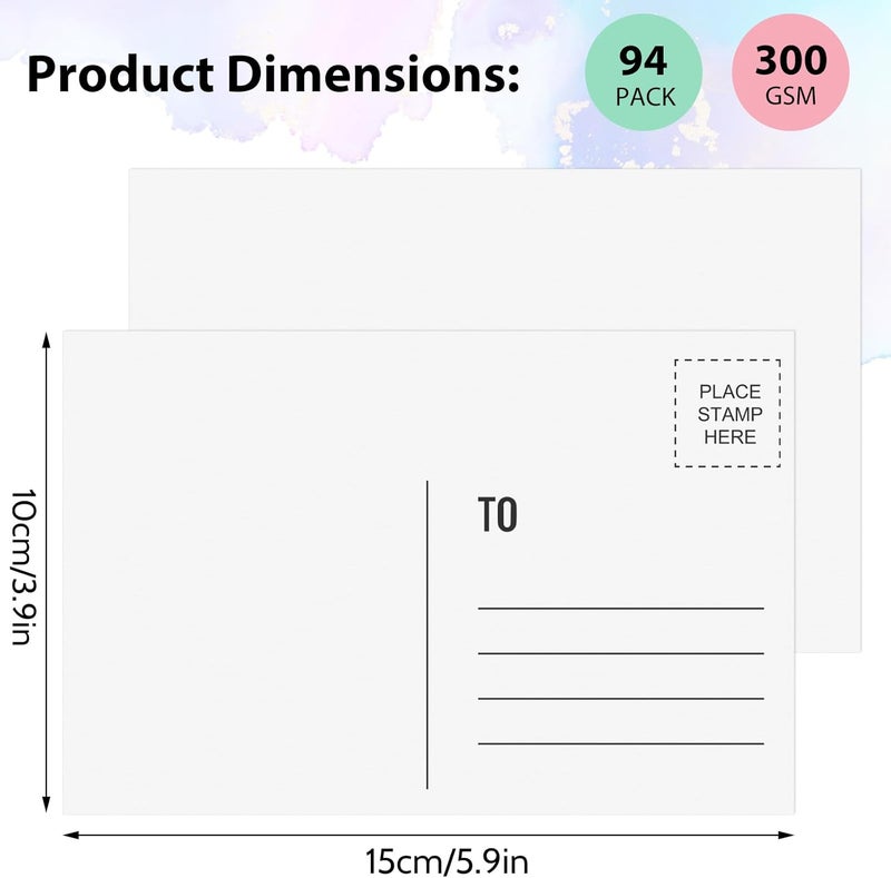 Utron 94PCS Blank Postcards for Mailing, 300 GSM Postcard Paper, 4x6 White Blank Post Cards for Make Empty Message Sheets, Mailing Lists, Index Card, Wedding Invitation Card, Thank You Card - Image 2