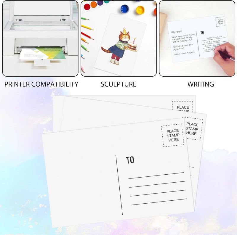 Utron 94PCS Blank Postcards for Mailing, 300 GSM Postcard Paper, 4x6 White Blank Post Cards for Make Empty Message Sheets, Mailing Lists, Index Card, Wedding Invitation Card, Thank You Card - Image 3