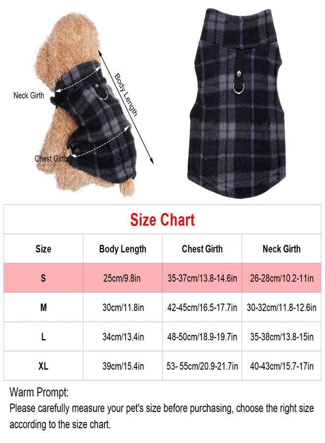 Rbenxia 4 Pieces Buffalo Plaid Dog Sweaters with Leash Ring Soft Fleece Vest Warm Dog Pullover Jacket Dog Clothes Winter Dog Outfits for Small Puppy Cat Pets (Small) - Image 2