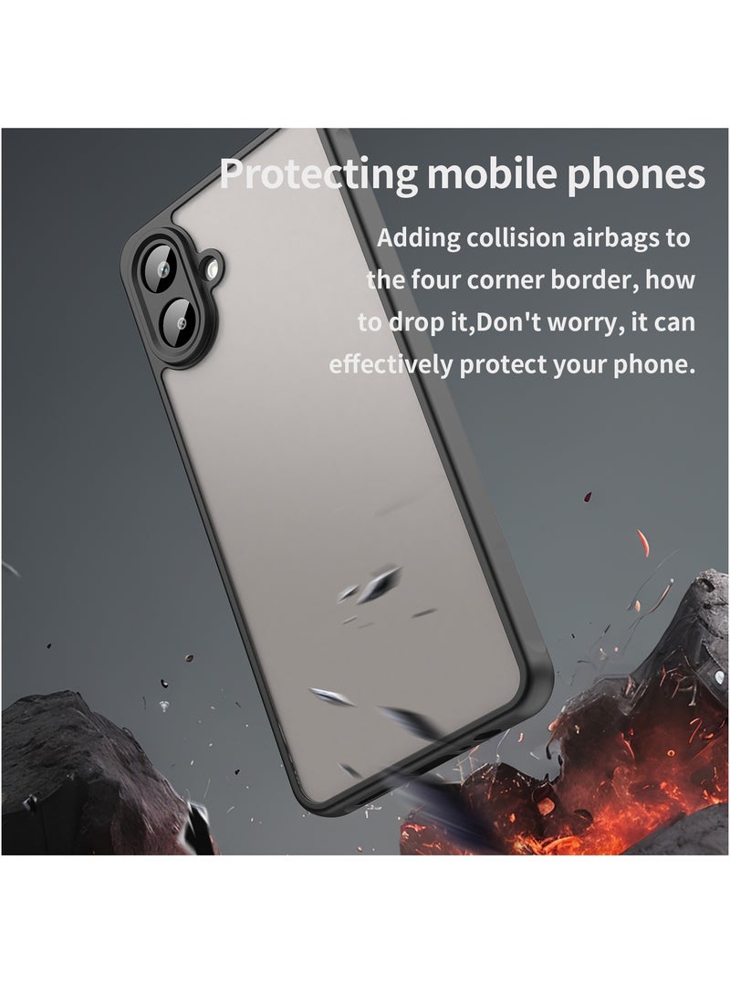 CHEROSIN [1+1 Sets] For Samsung Galaxy A07 Case & Screen Protector Semi Transparent Frosted Shockproof Case Oil Repellent and Waterproof Phone Cover,1 Piece Tempered Glass Screen Protector - Image 2