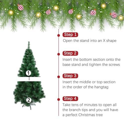 fizzytech 4 Feet Artificial Christmas Tree with 160 Tips | Pine Needle Leaf with Lifelike Foliage & Sturdy Metal Stand | Easy Assembly Perfect for Home Decor, Office & Christmas Decorations - Image 3