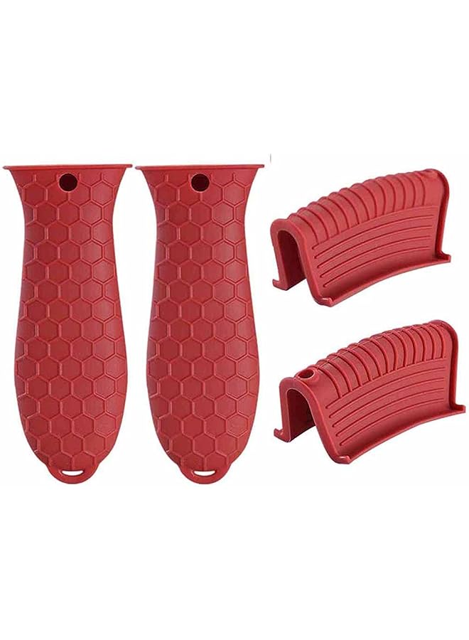 SHOWAY 4 Pack Non-Slip Silicone Hot Handle Holder Cast Iron Skillet Handle Covers Heat Resistant Cast Iron Handle Covers for Pans Griddles Cast Iron Skillets Metal Cookware Handles Cast Iron Cookware - Image 1