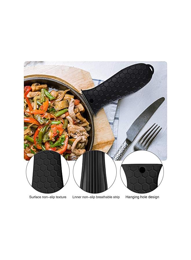 SHOWAY 4 Pack Non-Slip Silicone Hot Handle Holder Cast Iron Skillet Handle Covers Heat Resistant Cast Iron Handle Covers for Pans Griddles Cast Iron Skillets Metal Cookware Handles Cast Iron Cookware - Image 2