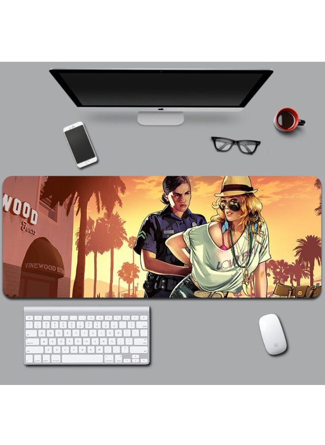 لوحة ماوس ألعاب GTA5 Grand Theft Auto كبيرة سميكة بحافة قفل مكتب الإنترنت بار مفرش طاولة توصيل محيطي - اللون: 800 × 300 × 2 مم نمط حافة القفل: Grand Theft-24