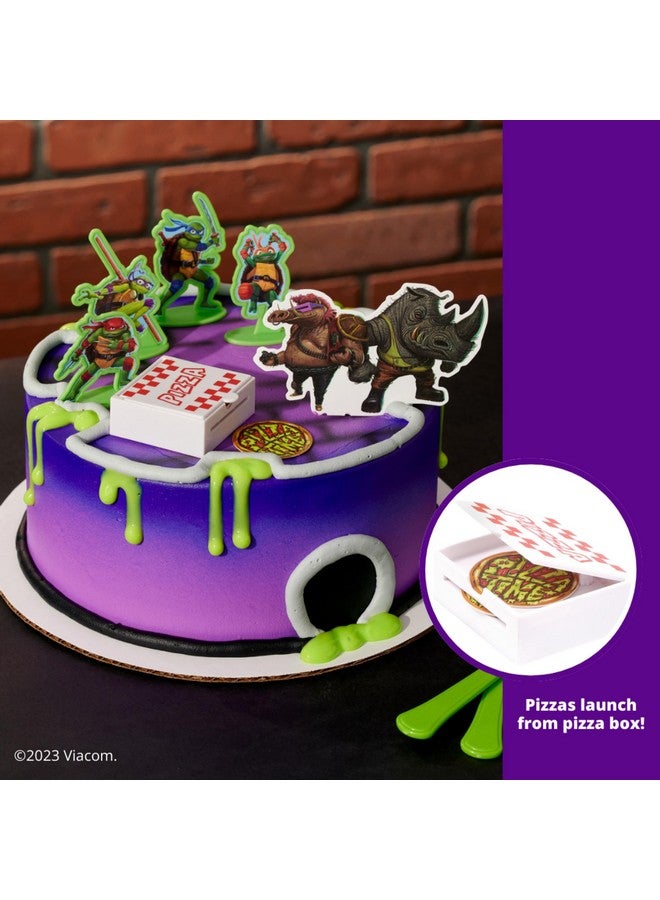 DecoPac ديكوست® قناديل السلاحف النينجا المتحولة™ زينة كعكة قوة البيتزا، 6 قطع زينة كعكة مع تماثيل السلاحف، عود كعكة، ومقذوف البيتزا ! | لعيد الميلاد، الحفلات، الاحتفالات - Image 4