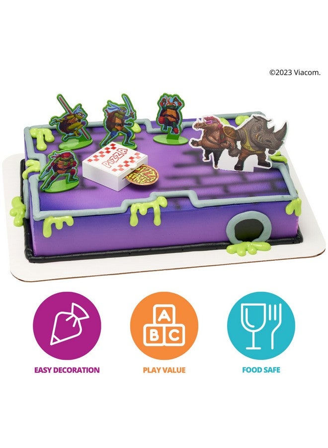 DecoPac ديكوست® قناديل السلاحف النينجا المتحولة™ زينة كعكة قوة البيتزا، 6 قطع زينة كعكة مع تماثيل السلاحف، عود كعكة، ومقذوف البيتزا ! | لعيد الميلاد، الحفلات، الاحتفالات - Image 2