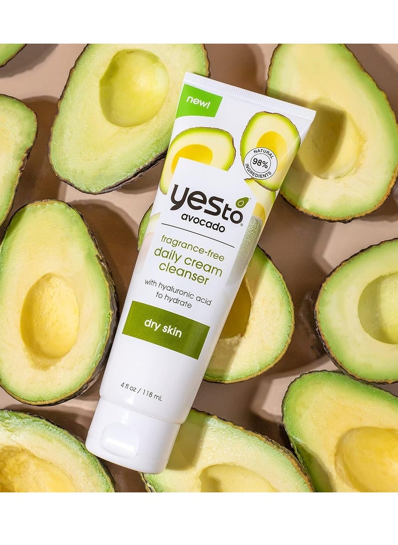 Yes To Yes To Avocado Fragrance Free Daily Cream Cleanser Bundle, Hydrating Face Wash, With Hyaluronic Acid & Glycerin, Natural Vegan & Cruelty Free, 1 Full 4 Fl Oz & 1 Travel 1 Fl Oz, 2 Piece Assortment  - Image 3