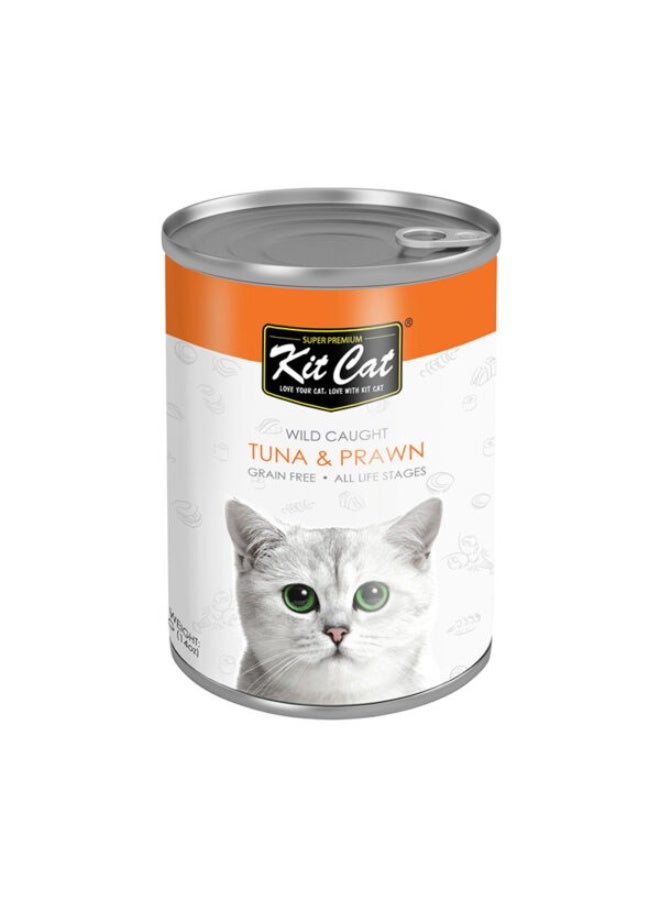 Kit Cat Wild Caught Tuna with Prawn Canned Cat Food 400g - Image 1