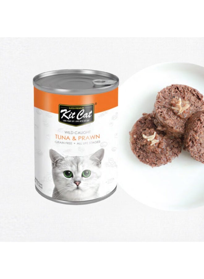 Kit Cat Wild Caught Tuna with Prawn Canned Cat Food 400g - Image 2