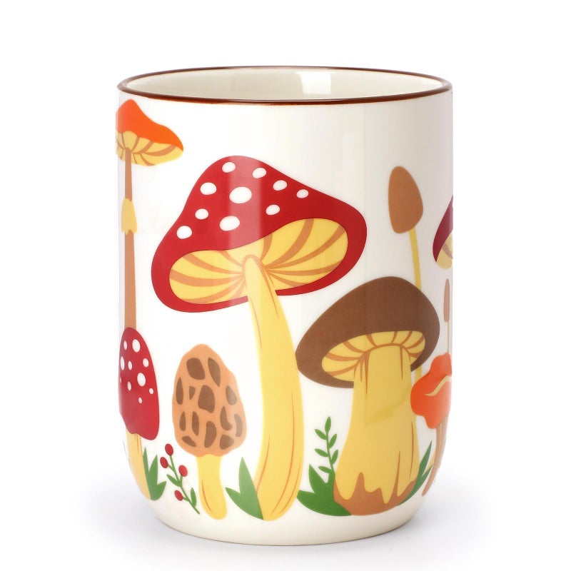Nefelibata Mushroom Ceramic Utensil Holder Rustic Functional Utensil Crock Kitchen Storage Decor Perfect for Storing Cooking Tools and Cutlery Keep Organized Large Crock for Countertops