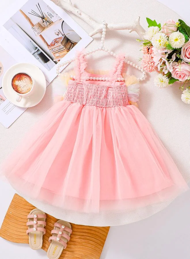 Take Two Girls Pink Strappy Mesh Dress