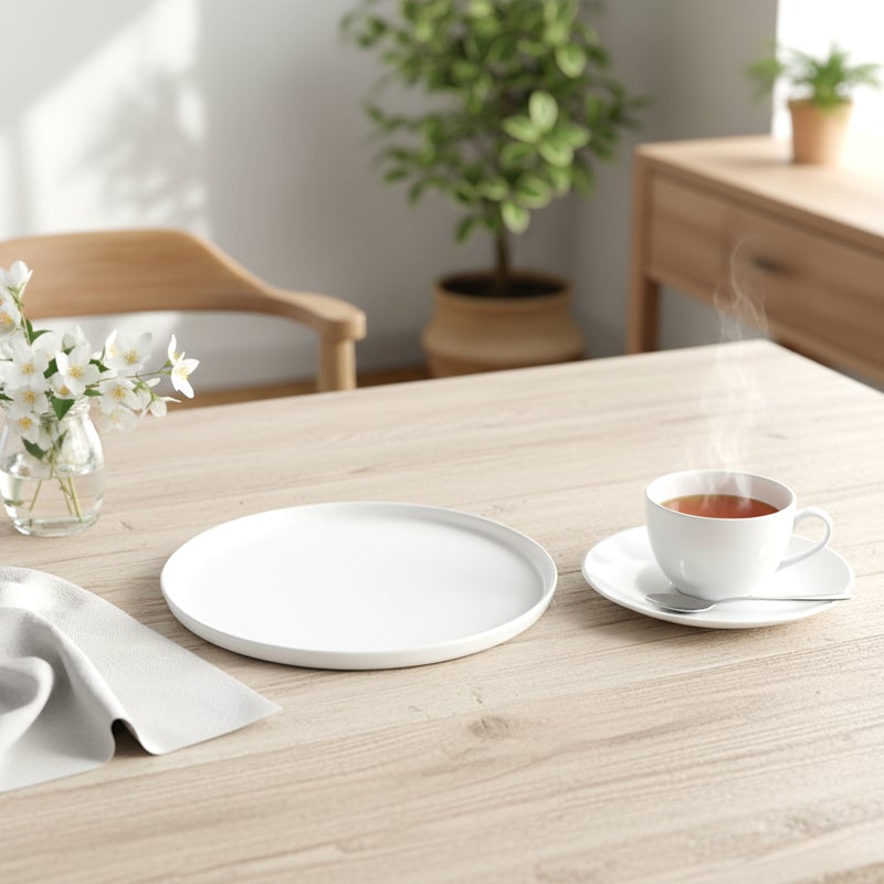 Cuisine Art EFE 8-Inch Bone China Side Plate - Premium White Dessert & Snack Plate, Chip-Resistant Small Plate for Starters, Salad, Snacks & Daily Use, Elegant Tableware for Home & Restaurants - Image 5