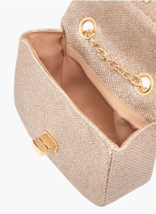 ميسي الصغيرة Girls Bow Accent Crossbody Bag with Chain Strap and Twist Lock Closure