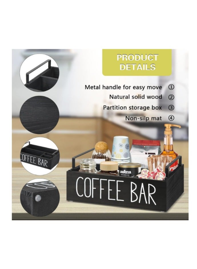 Coffee Station Organizer,Wooden Coffee Bar Accessories Storage For Countertop,coffee storage box  - Image 2
