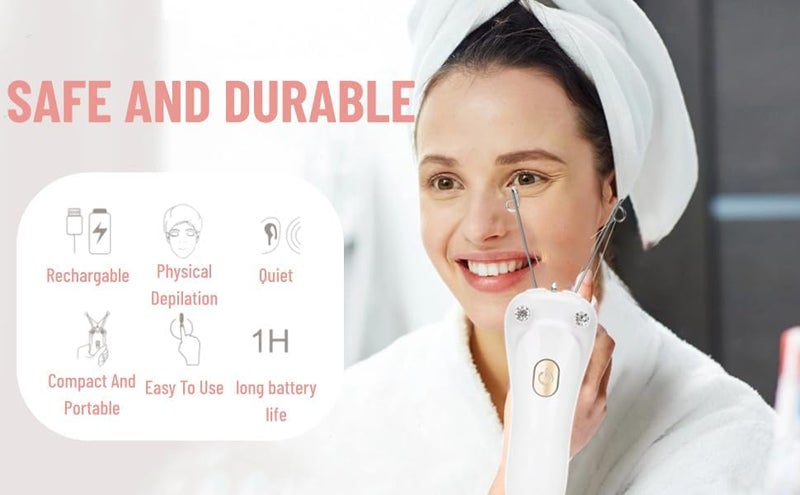 Cryfokt Portable Facial Hair Remover Threading Hair Removal for Fine Hairs on Face, Chin, Upper Lip, Women Automatic Threader Machine Epilator, Arms Birthday Mother's Day Present, 2 Colors - Image 3