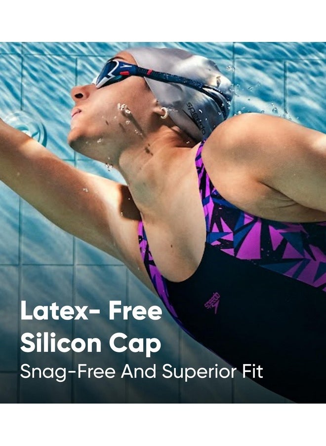 speedo Unisex Flat Silicone Swim Cap For Men And Women - Silver  - Image 2