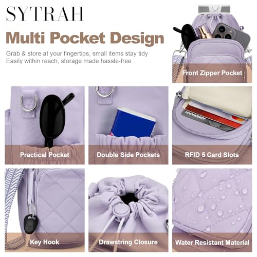 SYTRAH Water Bottle Bag Crossbody，Insulated Water Bottle Purse Crossbody Water Bottle Holder with Strap 40 oz, Sling Bag for Walking Hiking, Purple - Image 4