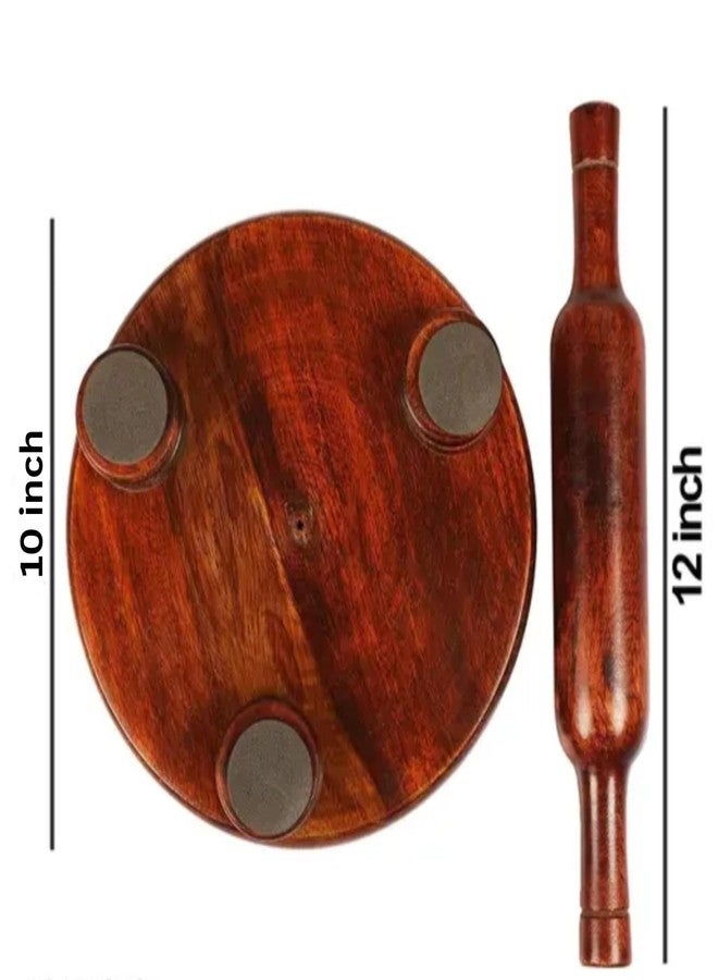 Dev Industries Chakla Belan Set | chappathi kattai | Sheesham Wood Chakla | Polpat latna | Roti Maker | Wooden Chappati Roller and Board | Chakla 10IN - Belan 12IN - Image 2