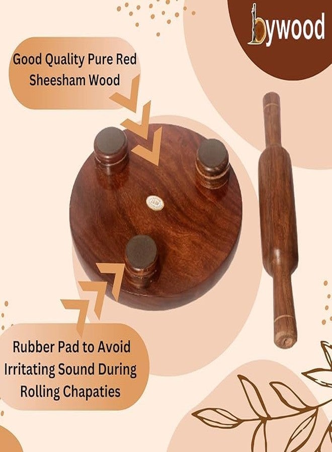 Dev Industries Chakla Belan Set | chappathi kattai | Sheesham Wood Chakla | Polpat latna | Roti Maker | Wooden Chappati Roller and Board | Chakla 10IN - Belan 12IN - Image 5