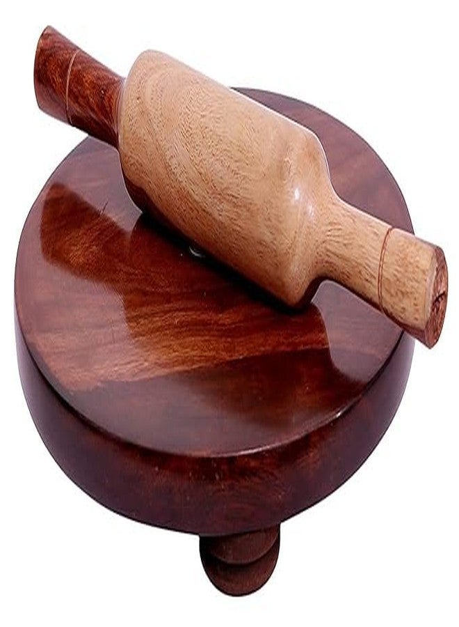 Dev Industries Chakla Belan Set | chappathi kattai | Sheesham Wood Chakla | Polpat latna | Roti Maker | Wooden Chappati Roller and Board | Chakla 10IN - Belan 12IN - Image 1