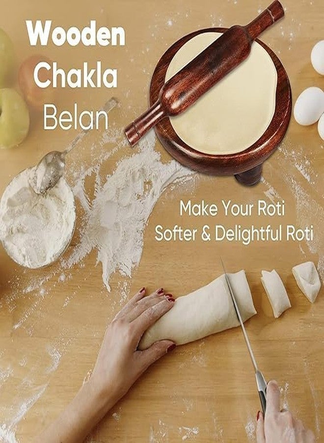 Dev Industries Chakla Belan Set | chappathi kattai | Sheesham Wood Chakla | Polpat latna | Roti Maker | Wooden Chappati Roller and Board | Chakla 10IN - Belan 12IN - Image 4