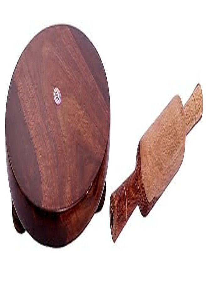 Dev Industries Chakla Belan Set | chappathi kattai | Sheesham Wood Chakla | Polpat latna | Roti Maker | Wooden Chappati Roller and Board | Chakla 10IN - Belan 12IN - Image 3