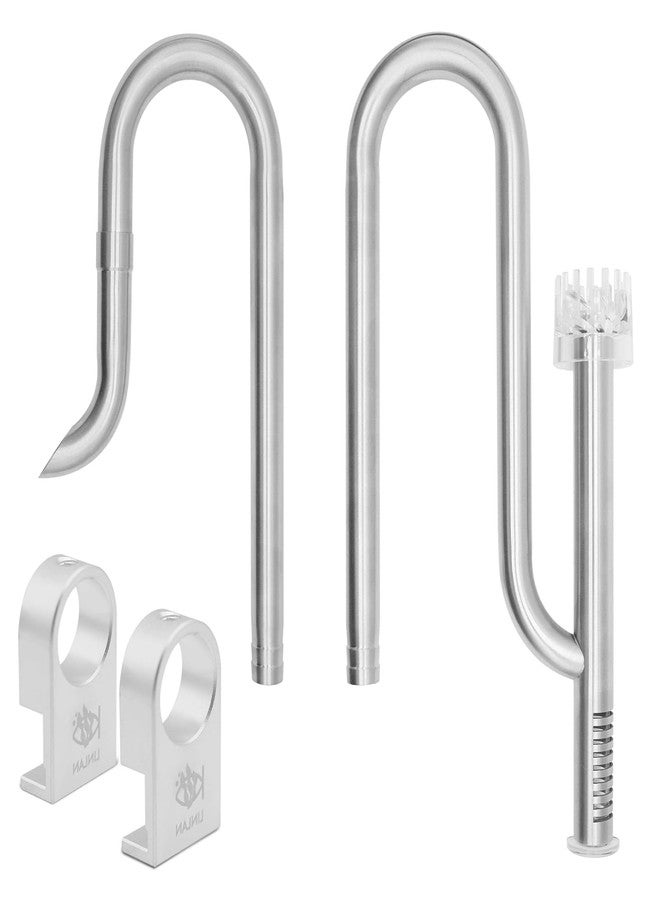 LINLAN 304 Stainless Steel Lily Pipe Inflow and Outflow with Mini Aluminum Alloy Pipe Holder, 360° Rotatable Outflow, Fits 16/22mm(5/8" i.d.) Filter Hose, for Rimless Aquariums (16mm-with Skimmer) - Image 1