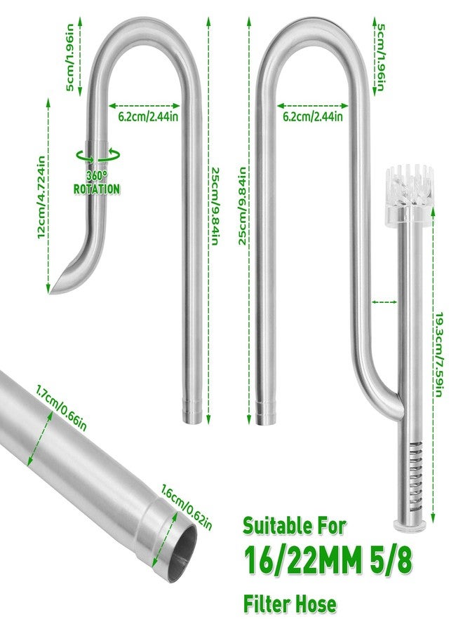 LINLAN 304 Stainless Steel Lily Pipe Inflow and Outflow with Mini Aluminum Alloy Pipe Holder, 360° Rotatable Outflow, Fits 16/22mm(5/8" i.d.) Filter Hose, for Rimless Aquariums (16mm-with Skimmer) - Image 2