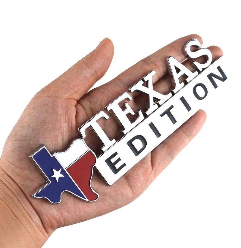 1x Metal Chrome TEXAS Edition Star Sate Flag Emblem Fender Side Door Sticker Chrome