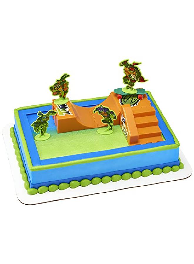 DecoPac Decoset® Teenage Mutant Ninja Turtles Tmntrise Up! Cake Topper 6Piece Birthday Decoration For Cakes And Cupcakes Surprise Your Tmnt Fan With All The Characters And Interactive Skateboard - Image 1